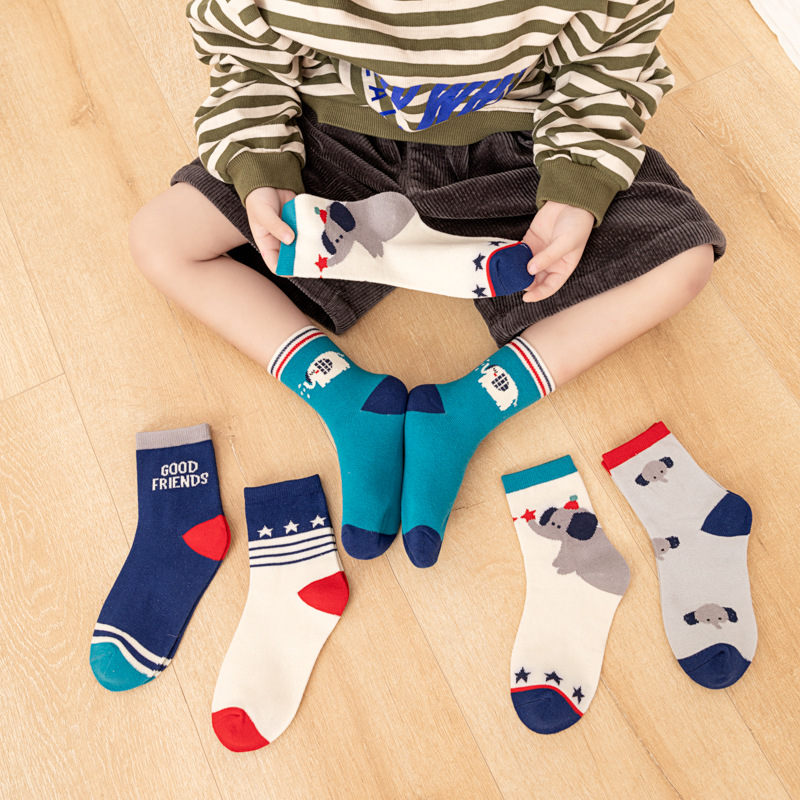 Cotton Crew Sock Pack - 5'li Paket Çocuk Erkek Çorapları Karikatür